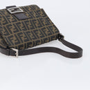 FENDI Zucca Canvas Mamma Baguette Shoulder Bag Black Silver Auth BA16202V-7