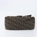 FENDI Zucca Canvas Mamma Baguette Shoulder Bag Black Silver Auth BA16202V-5