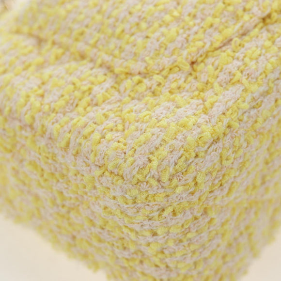CHANEL Mini Matelasse Chain Shoulder Bag Tweed Yellow Gold CC Auth BA16205SM