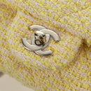 CHANEL Mini Matelasse Chain Shoulder Bag Tweed Yellow Gold CC Auth BA16205SM-19