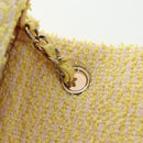 CHANEL Mini Matelasse Chain Shoulder Bag Tweed Yellow Gold CC Auth BA16205SM-23
