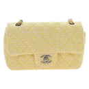 CHANEL Mini Matelasse Chain Shoulder Bag Tweed Yellow Gold CC Auth BA16205SM-13