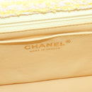 CHANEL Mini Matelasse Chain Shoulder Bag Tweed Yellow Gold CC Auth BA16205SM-24