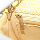 CHANEL Mini Matelasse Chain Shoulder Bag Tweed Yellow Gold CC Auth BA16205SM-27