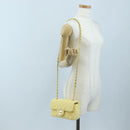 CHANEL Mini Matelasse Chain Shoulder Bag Tweed Yellow Gold CC Auth BA16205SM-30