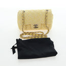 CHANEL Mini Matelasse Chain Shoulder Bag Tweed Yellow Gold CC Auth BA16205SM-12
