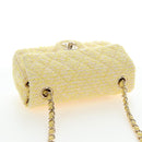 CHANEL Mini Matelasse Chain Shoulder Bag Tweed Yellow Gold CC Auth BA16205SM-6
