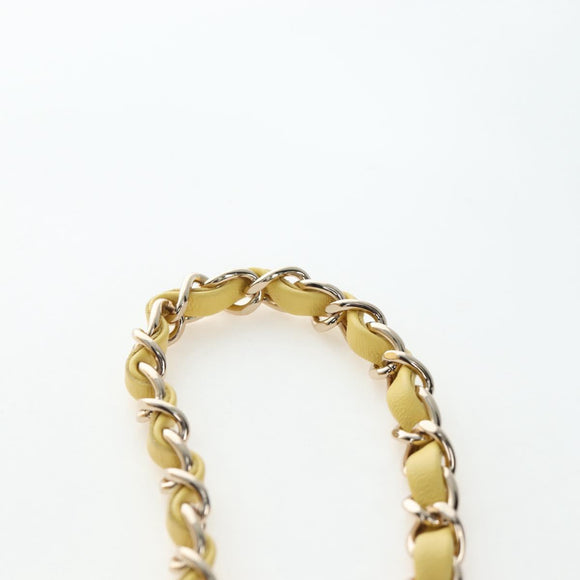 CHANEL Mini Matelasse Chain Shoulder Bag Tweed Yellow Gold CC Auth BA16205SM