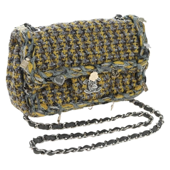 CHANEL Chanel 19 Chain Shoulder Bag Tweed Yellow Silver CC Auth BA16207SM
