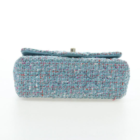 CHANEL Chanel 19 Dixneuf Chain Shoulder Bag Tweed Blue Gold CC Auth BA16208SM