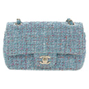 CHANEL Chanel 19 Dixneuf Chain Shoulder Bag Tweed Blue Gold CC Auth BA16208SM-13