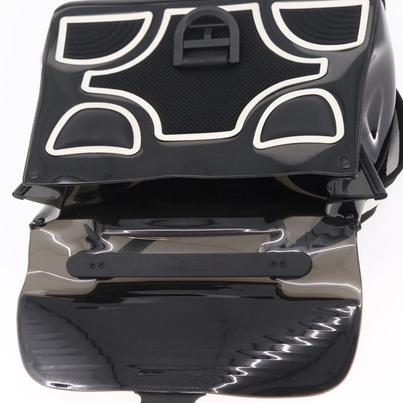 DELVAUX Brillon MM Champion Hand Bag Vinyl 2way Black White Auth BA16209V