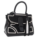 DELVAUX Brillon MM Champion Hand Bag Vinyl 2way Black White Auth BA16209V-1