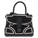 DELVAUX Brillon MM Champion Hand Bag Vinyl 2way Black White Auth BA16209V-13