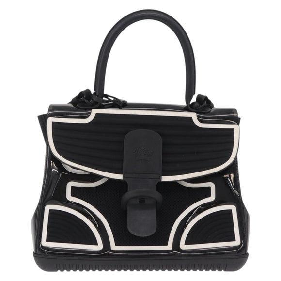 DELVAUX Brillon MM Champion Hand Bag Vinyl 2way Black White Auth BA16209V