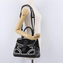 DELVAUX Brillon MM Champion Hand Bag Vinyl 2way Black White Auth BA16209V-24