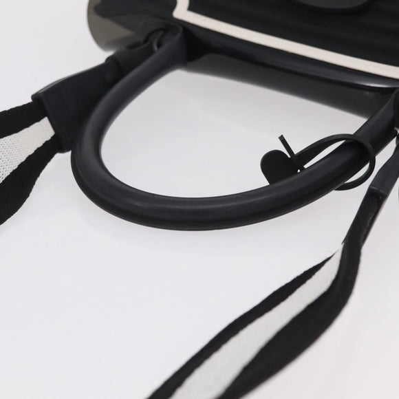 DELVAUX Brillon MM Champion Hand Bag Vinyl 2way Black White Auth BA16209V