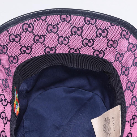 GUCCI GG Canvas Bucket Hat Pink Silver 656573 Auth BA16212V