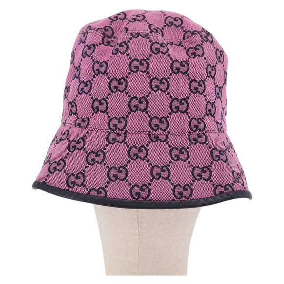 GUCCI GG Canvas Bucket Hat Pink Silver 656573 Auth BA16212V