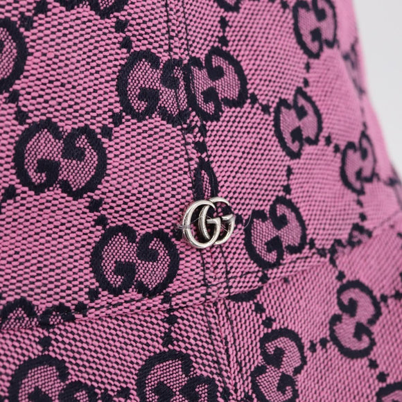 GUCCI GG Canvas Bucket Hat Pink Silver 656573 Auth BA16212V
