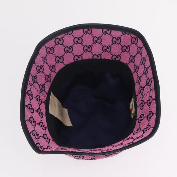 GUCCI GG Canvas Bucket Hat Pink Silver 656573 Auth BA16212V