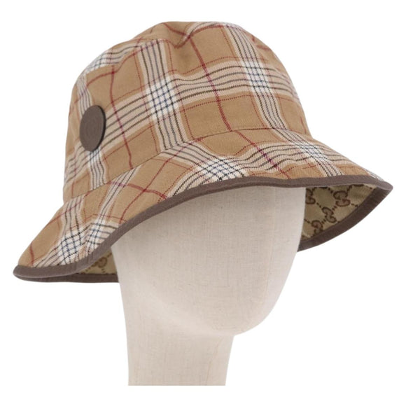 GUCCI GG Bucket Hat Canvas Beige 700851 Auth BA16213V