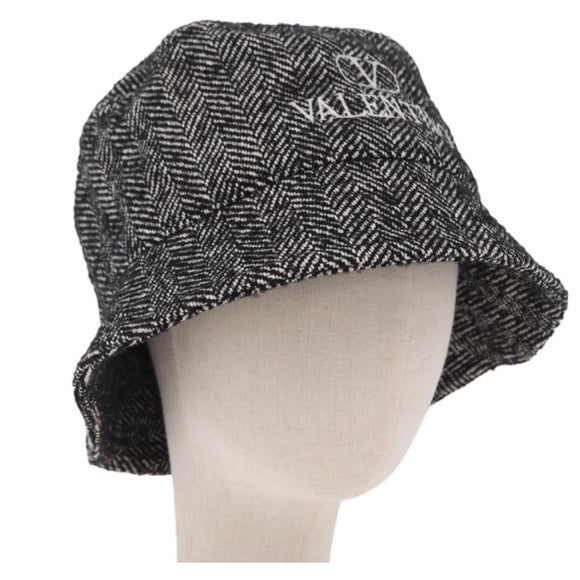Valentino Bucket Hat Wool Black White Auth BA16214V