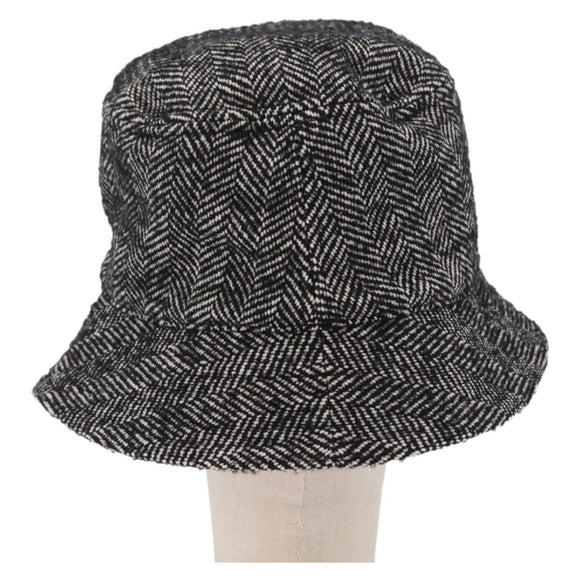 Valentino Bucket Hat Wool Black White Auth BA16214V