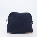 HERMES Pouch Hand Bag Canvas 3 Set Black Navy Auth BA16223-18