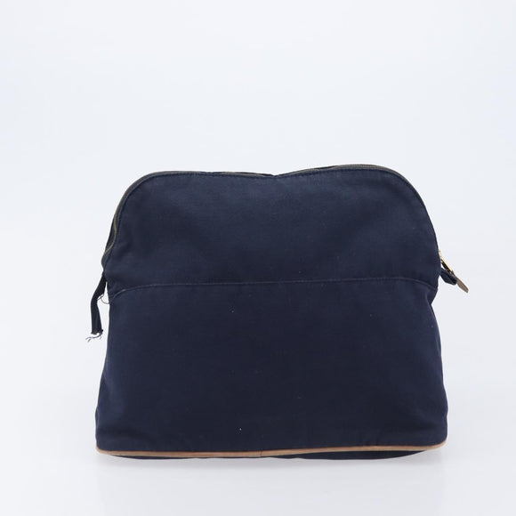 HERMES Pouch Hand Bag Canvas 3 Set Black Navy Auth BA16223