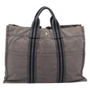 HERMES Pouch Hand Bag Canvas 3 Set Black Navy Auth BA16223-3