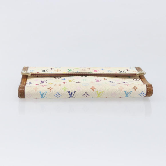 LOUIS VUITTON Monogram Multicolor Long Wallet 2 Set White LV Auth BA16225
