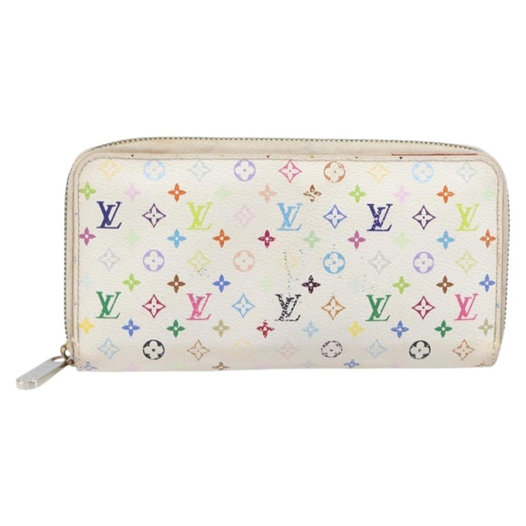 LOUIS VUITTON Monogram Multicolor Long Wallet 2 Set White LV Auth BA16225