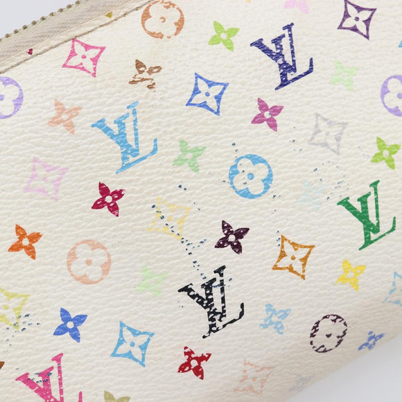 LOUIS VUITTON Monogram Multicolor Long Wallet 2 Set White LV Auth BA16225