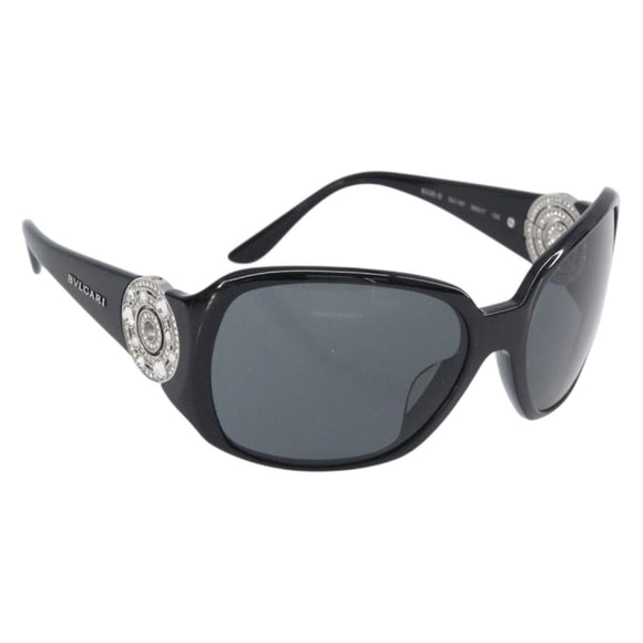 BVLGARI Sunglasses Plastic Black Silver Auth BA16227