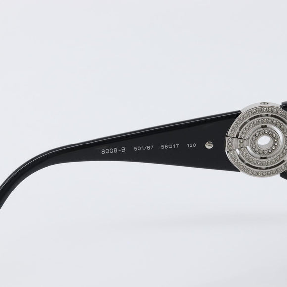 BVLGARI Sunglasses Plastic Black Silver Auth BA16227