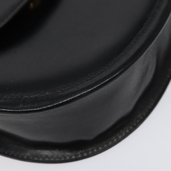 BALLY Shoulder Bag Leather Black Gold Auth BA1625