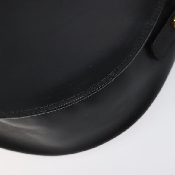 BALLY Shoulder Bag Leather Black Gold Auth BA1625