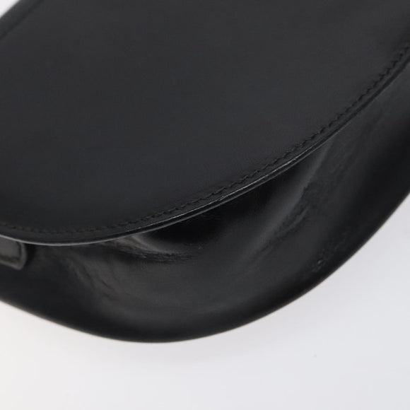 BALLY Shoulder Bag Leather Black Gold Auth BA1625