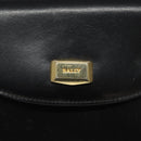 BALLY Shoulder Bag Leather Black Gold Auth BA1625-10
