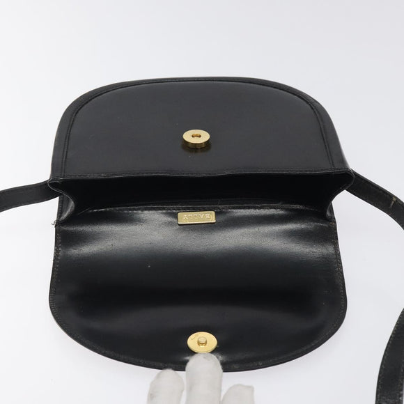 BALLY Shoulder Bag Leather Black Gold Auth BA1625