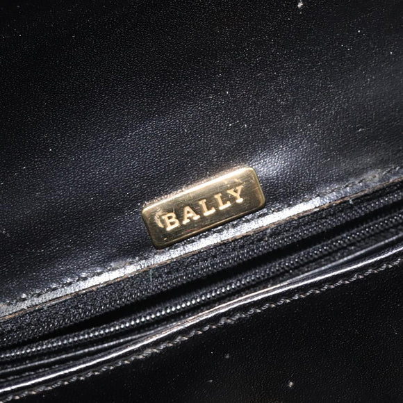 BALLY Shoulder Bag Leather Black Gold Auth BA1625