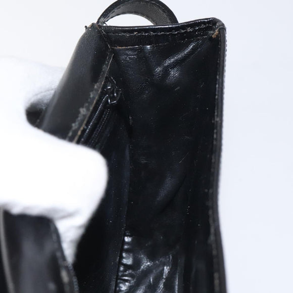 BALLY Shoulder Bag Leather Black Gold Auth BA1625