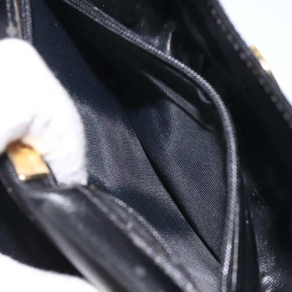 BALLY Shoulder Bag Leather Black Gold Auth BA1625