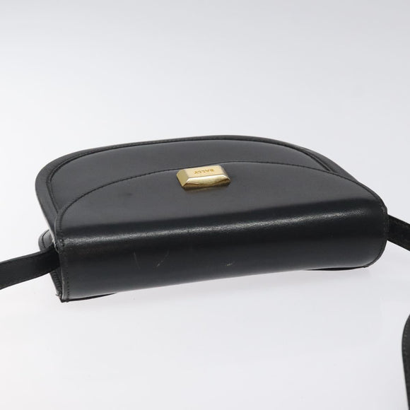 BALLY Shoulder Bag Leather Black Gold Auth BA1625
