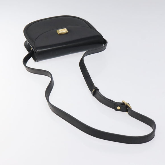 BALLY Shoulder Bag Leather Black Gold Auth BA1625