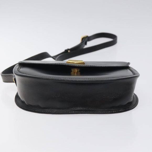 BALLY Shoulder Bag Leather Black Gold Auth BA1625