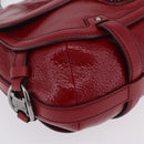 CELINE Boogie Bag Hand Bag Patent Red Silver Auth BA16250A-10