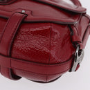 CELINE Boogie Bag Hand Bag Patent Red Silver Auth BA16250A-11
