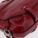 CELINE Boogie Bag Hand Bag Patent Red Silver Auth BA16250A-12